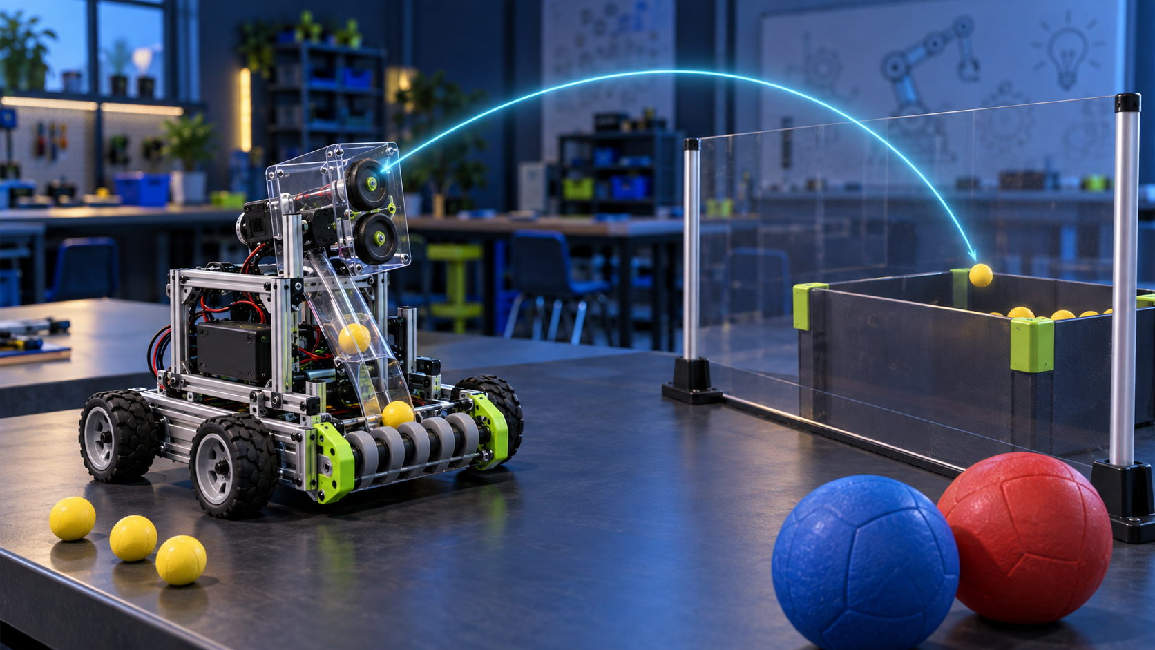 Concept robotic ball-launching practice bay
